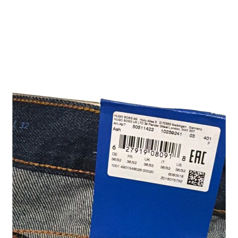 Hugo Boss Ash Slim Mens Jeans Size 38x32 Dark Blue Wash NWT